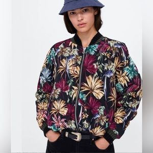 ZARA floral oversized bomber jacket